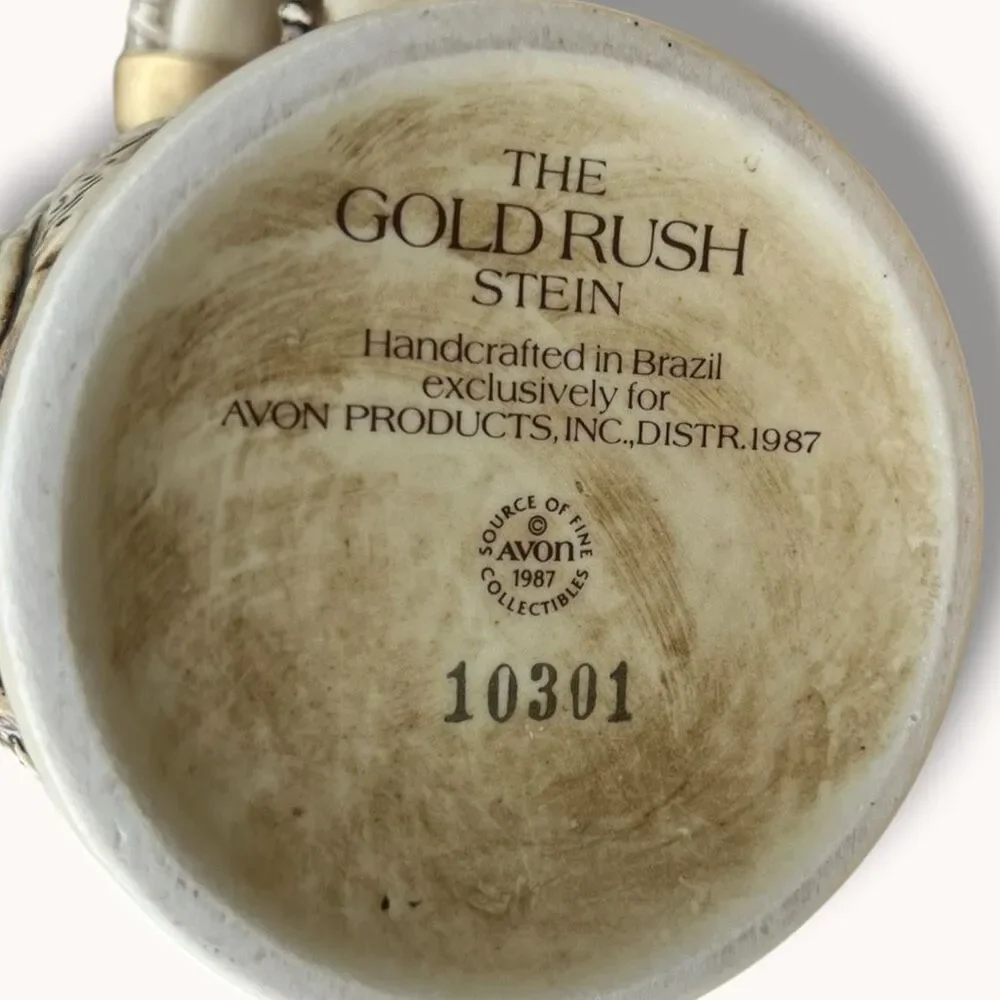 Avon 1987 The Gold Rush Stein Lidded Ceramic Brazil Numbered 10301